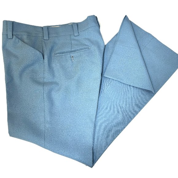 70’s Disco Flare Blue Leisure Pants Vintage - Picture 1 of 9